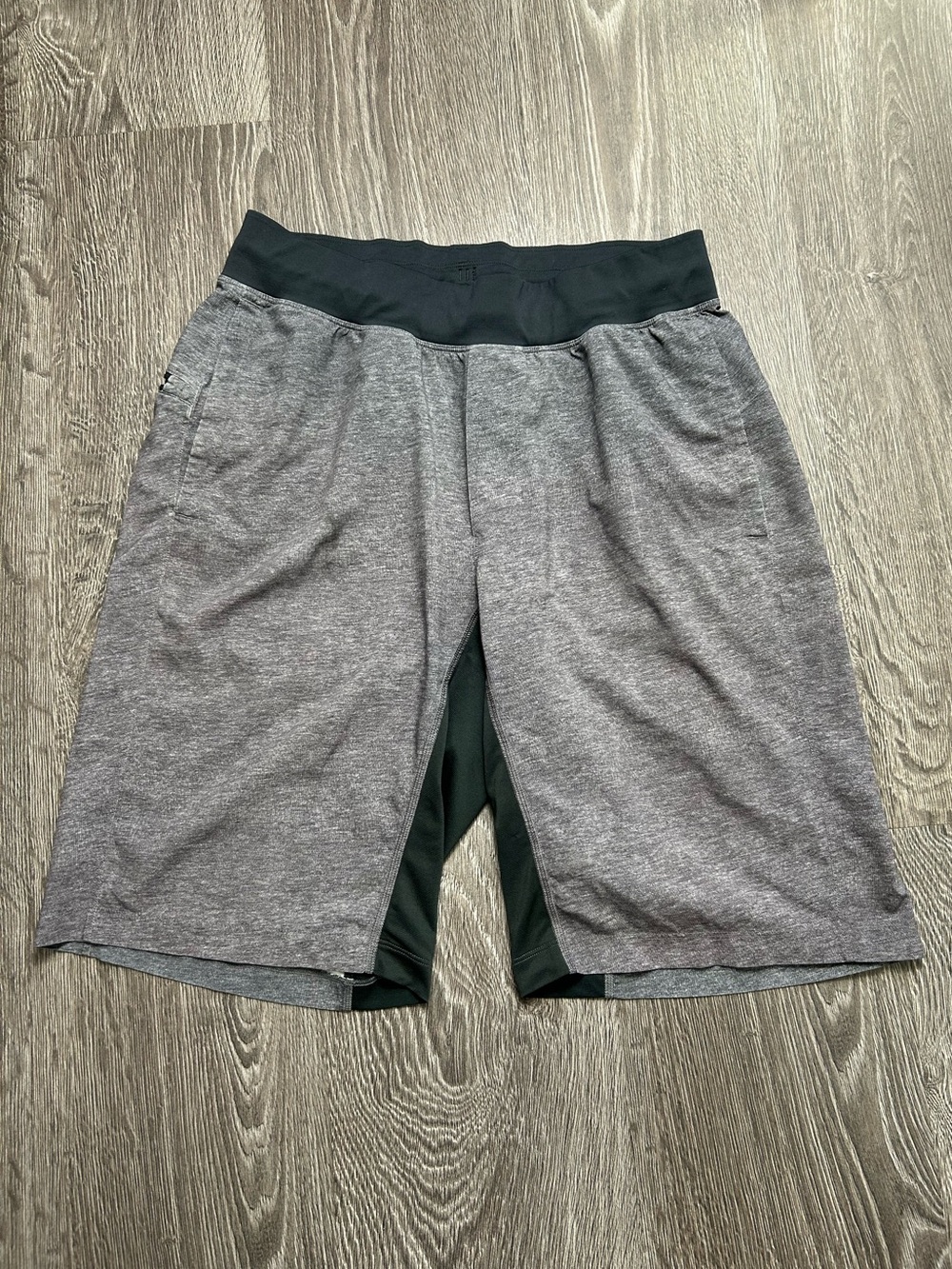 lululemon athletica Grey Men's Layered Athletic Shorts with Black Waistband